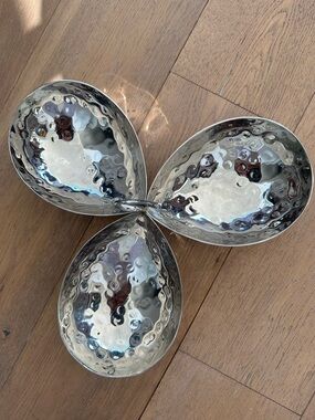 Michael Adam Hammered Silver-Tone 3-Section Serving Dish - Home Dining